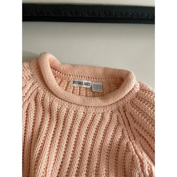 Vintage Rolled Collar Rollneck Crewneck Sweater - Size Large, Light Pink - Picture 10 of 10
